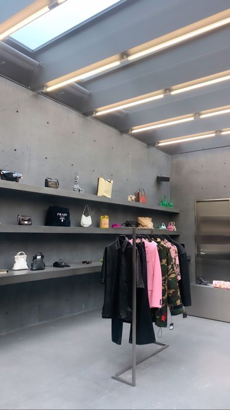 #canada #ssense #store #clothes #fashion #hype #aesthetic #prada Hype Aesthetic, Aesthetic Prada, Hype Store, Prada Store, Brutalism, Photo Ideas, Showroom, Prada, Fashion Shopping