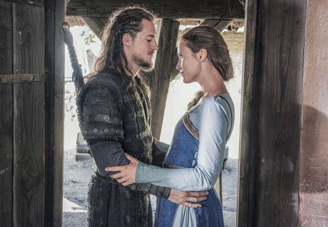 Alexander Dreymon as Uhtred of Bebbanburg (with Peri Baumeister as Gisela) in "The Last Kingdom" Season 2 From http://www.farfarawaysite.com/section/lastkingdom/gallery2/gallery6/gallery.htm Peri Baumeister, The Last Kingdom Uhtred, Last Kingdom Uhtred, The Last Kingdom Series, Uhtred Of Bebbanburg, Alexander Dreymon, Eddard Stark, Best Characters, Last Kingdom