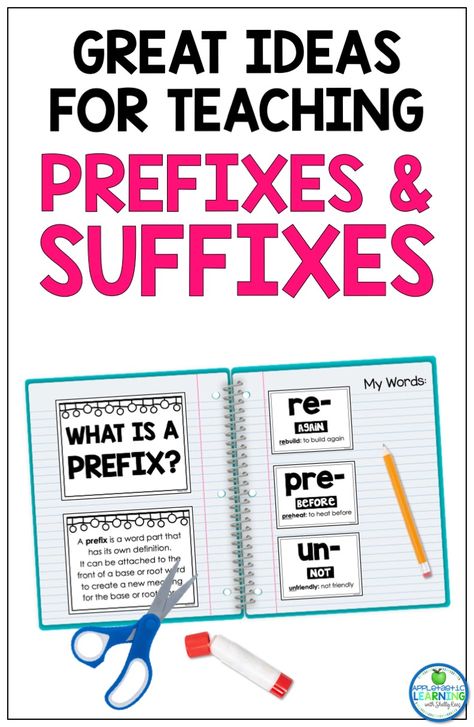 Helping students learn to find the meaning of an unknown word is a valuable language skill. By teaching prefixes and suffixes as an integral part of your language curriculum, students can learn how to decipher word meaning. As students master prefixes and suffixes their reading comprehension, writing and spelling will improve. This blog post details a variety of teaching ideas and resources to help you teach these important concepts in your elementary classroom. #UpperElementary #ELA Suffix Activities, Teaching Prefixes, Elementary Language Arts Activities, Word Skills, Teaching Printables, Prefixes And Suffixes, Elementary Teaching, Classroom Tools, Root Words