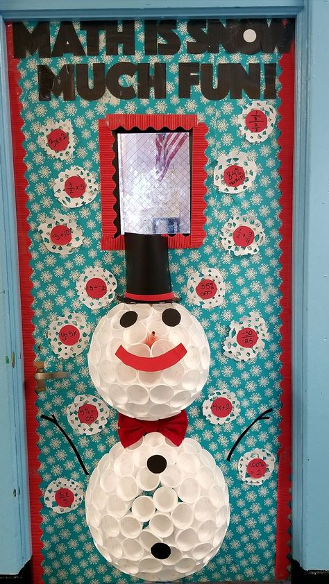 Winter Math Door Idea #christmas #Math #Doorcontest Math Winter Door Decorations, Math Classroom Christmas Door, Fact Family Christmas Tree, Math Door, Math Door Decorations, Door Decorations Christmas, Yellow Chalk Paint, Diy Christmas Door Decorations, Christmas Math Activities