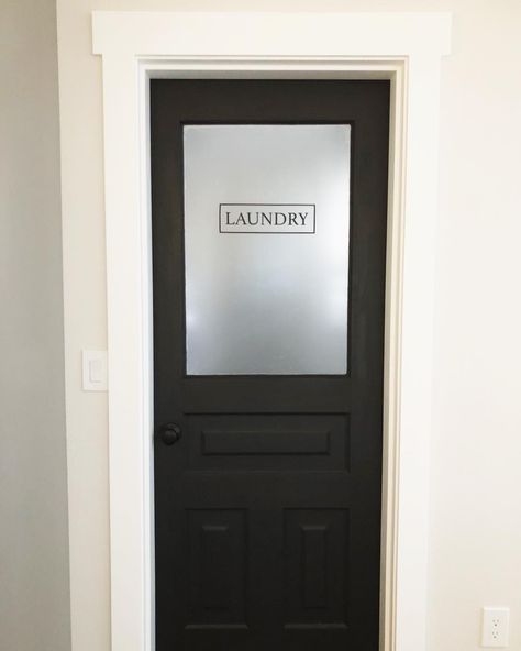 Laundry Room Door With Window, Black Laundry Room Door, Frosted Laundry Room Door, Laundry Room Door Ideas, Black Entry Doors, Wide Front Doors, Laundry Door, Laundry Room Door, Laundry Doors