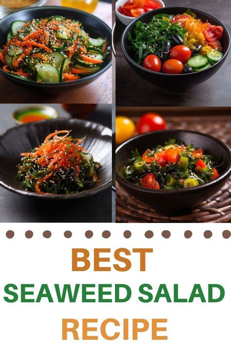 Discover the flavors of the sea with this easy and nutritious seaweed salad recipe! Understand the subtle differences between Korean and Japanese seaweed salads and learn about the amazing health benefits of this sea vegetable. Bring a touch of sushi restaurant charm to your kitchen with this recipe, perfect for a light lunch or a unique side dish. #SeaweedSalad #JapaneseCuisine #HealthyEating #HomeCooking #EasyRecipe #SeafoodRecipe Seaweed Salad Dressing, Japanese Seaweed Salad, Korean Seaweed Salad, Seaweed Salad Recipe, Seaweed Snacks Recipes, Seaweed Wraps, Unique Side Dishes, Japanese Salad, Light Cooking