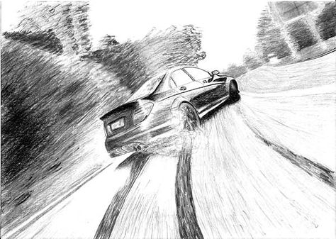 Drifting Cars Drawing, Car Drift Drawing, Drifting Car Drawing, Racing Cars Drawing, Car Drifting Drawing, Drift Car Drawing, Luxury Car Interior Design, Mercedes Sketch, Car Sketching