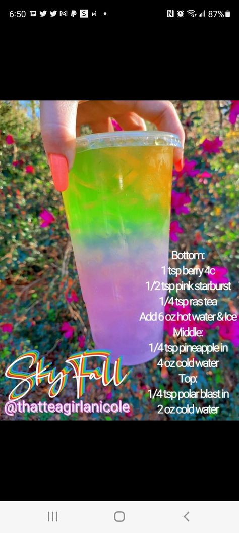 Flavored Tea Recipes, Flavored Water Drinks, Boba Tea Recipe, Energy Tea Recipes, Tea Recipes Diy, Fall Tea, Flavored Water Recipes, Herbalife Shake Recipes, Tea Drink Recipes