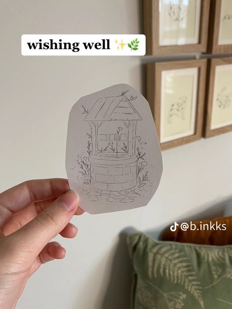 Wishing Well Tattoo, Well Tattoo, Stick N Poke, Wishing Well, Tiny Tattoos, Tattoo Sketches, Cute Tattoos, Tattoos And Piercings, Tik Tok