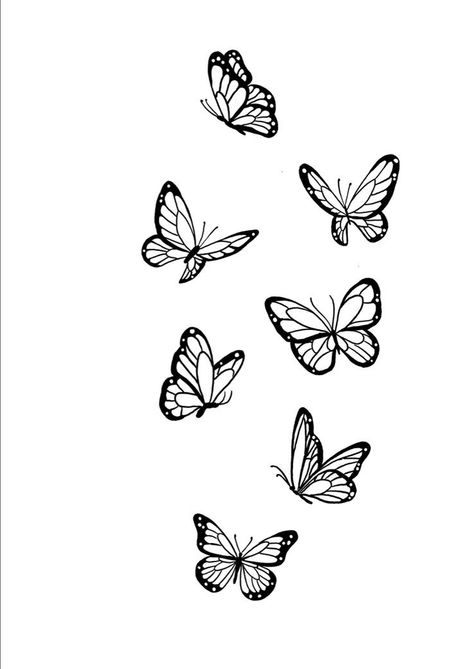 Line Of Butterflies Tattoo, Butterfly Tattoo Linework, Line Art Butterfly Tattoo, Butterfly Linework, Butterfly Drawing Outline, Butterfly Sleeve Tattoo, Butterfly Tattoo Stencil, Learn To Tattoo, Butterfly Outline