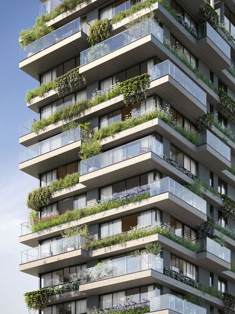 Buildings & Structures Green Building Architecture, Terrace Building, Green Terrace, Green Apartment, Green Facade, Urban Gardens, Facade Architecture Design, Residential Building Design, Building Elevation