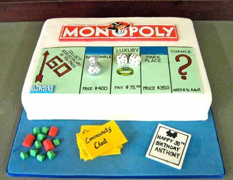 Monopoly Cake, Monopoly Themed Parties, Monopoly Party, Monopoly Board Game, Game Night Parties, Adult Party Themes, Monopoly Board, Specialty Cakes, Fancy Cakes