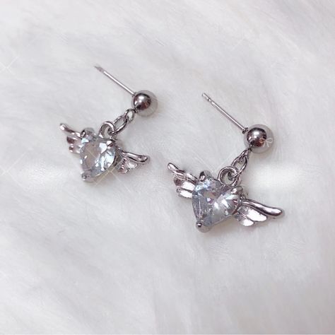 Y2k Earrings, Punk Earrings, Y2k Jewelry, Silver Heart Earrings, Korean Jewelry, Earrings Ear, Metal Heart, Small Earrings Studs, Ear Stud