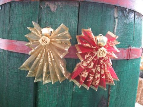 Ribbon Angel Ornaments, Christmas Angel Ornaments Handmade, Great Gifts For Teachers, Angel Ornaments Diy, Diy Christmas Angel Ornaments, Diy Angel Ornaments, Christmas Ribbon Crafts, Dollar Store Diy Decorations, Christmas Angel Crafts