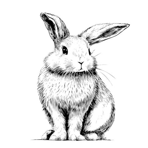 Rabbit Illustration Drawing, Bunny Rabbit Drawing, Bunny Sketch, Drawing Rabbit, Bunny Sketches, Rabbit Pictures, Cats Art Drawing, Asian Drawing, Rabbit Vector