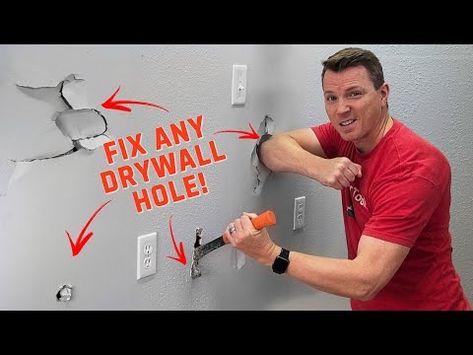 How to Fix Holes in Drywall - 4 Easy Methods - YouTube How To Fix A Whole In The Wall, Fixing Drywall Holes, Drywall Repair Hole, Goodman House, Patching Holes In Walls, Fix Hole In Wall, Sheetrock Repair, Bypass Doors, Hanging Drywall