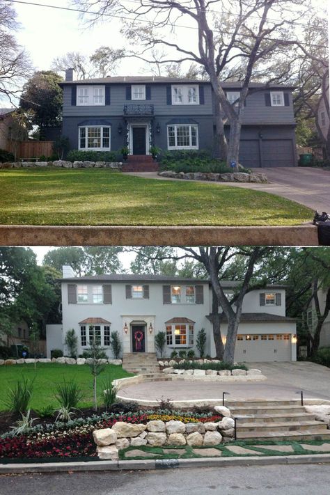 Exterior Facelift Before After, Changing The Facade Of A House, Remodel Exterior Before And After, Exterior Before And After House, Exterior House Makeover Before And After, Driveway Before And After, Exterior House Before And After, Exterior Makeover Before And After, Before And After Exterior Home Makeover