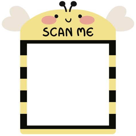 Scan me QR code template. QR code frame illustration for mobile apps, payment apps and more. Cute Bee Scan Me Qr Codes Design, Qr Code Template, Qr Code Design, Scan Me, Frame Illustration, Sticker Logo, Logo Banners, Cityscape Photos, Mobile Apps