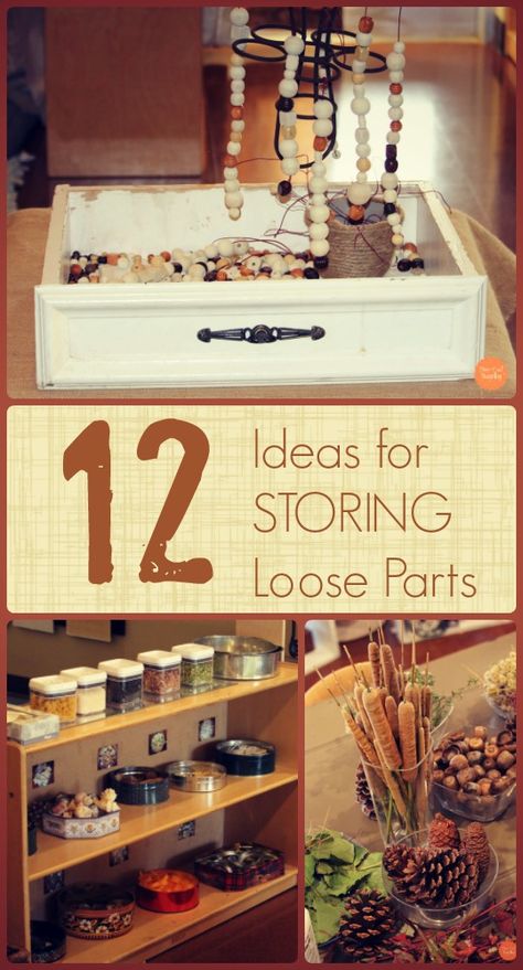 12 Ideas for Storing Loose Parts! The best part? Most of these can be found either lying around your house or at your local dollar store! Loose Parts Display, Tinkering Station, Preschool Insects, Natural Classroom, Konmari Organizing, Craft Room Organization Storage, Preschool Organization, Fairy Dust Teaching, Reggio Emilia Classroom