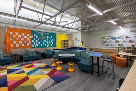 Mary's Mount Classroom - Year 3-4 | DVA Fabrications Modern Classroom Design, Functional Classroom, Collaborative Learning Spaces, Kids Church Rooms, Primary School Classroom, Library Space, School Library Displays, Classroom Interior, Interior Design Classes