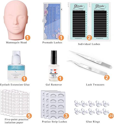 Lash Extension Training Kit, Beginner Lash Tech Supplies, Lash Mannequin, Lash Tech Supplies, Eyelashes Tutorial, Lash Extension Training, Lash Supplies, Lash Training, Lash Extension Supplies