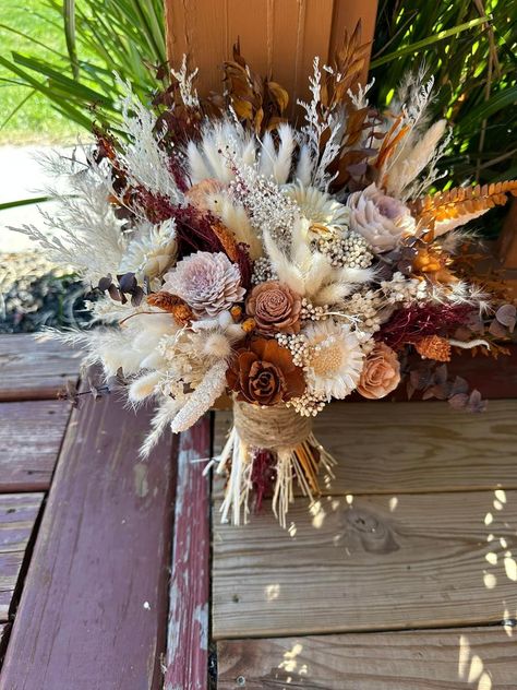 "Blushing Autumn Collection:: Sometimes our dreams do come true! The perfect rustic boho set, with a dreamy romantic feel! These hand dyed sola wood flowers are surrounded by real preserved pampas, ruscus, hydrangeas, horse hair, bunny tails, babies breath, and other natural dried fillers. Style your perfect autumn wedding day with our Blushing Autumn Collection! Color Palette:: Blush, Light Pink, Peach, Ivory, White, and Burnt Orange *PRODUCTS* Bouquets:: 16\" Royal, 14\" Luxe, 12\" Romantic, 8\" Bouquet, 7\" Bridesmaid Bouquet, 6\" Bridesmaid Bouquet, Toss Bouquet Accessories:: Boutonniere, Corsage, Hair Comb Decor:: Aisle Marker, 2' Arch Piece, 3' Arch Piece, Barrel Topper, 6' Garland with Flowers, Cake Flowers Do It Yourself Kits:: Bridal Bouquet, Bridesmaid Bouquet, Boutonniere, Corsa Bunny Tail Diy, Western Themed Wedding, Crown Decor, Bunny Tails, Bouquet Toss, Diy Boho, Bunny Tail, Wood Flowers, Western Wedding