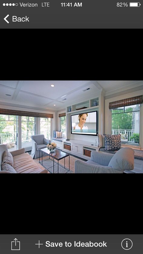 Windows on both sides of tv Cape Cod Renovation, Traditional Family Room, Minimalist Farmhouse, Living Tv, Home Bunch, Farmhouse Furniture, Furniture Layout, Family Room Design, Livingroom Layout