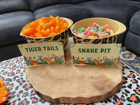 Party Favors For Wild One Birthday, Wild One Themed Birthday Party Food, Wild One Birthday Party Twins, Wild One Birthday Party Crafts, Wild Ones Birthday Party Food, Wild One Birthday Drink Ideas, Born Two Be Wild Birthday Food Ideas, Wild One Snack Table, Jungle Theme Birthday Party Food Snacks Ideas