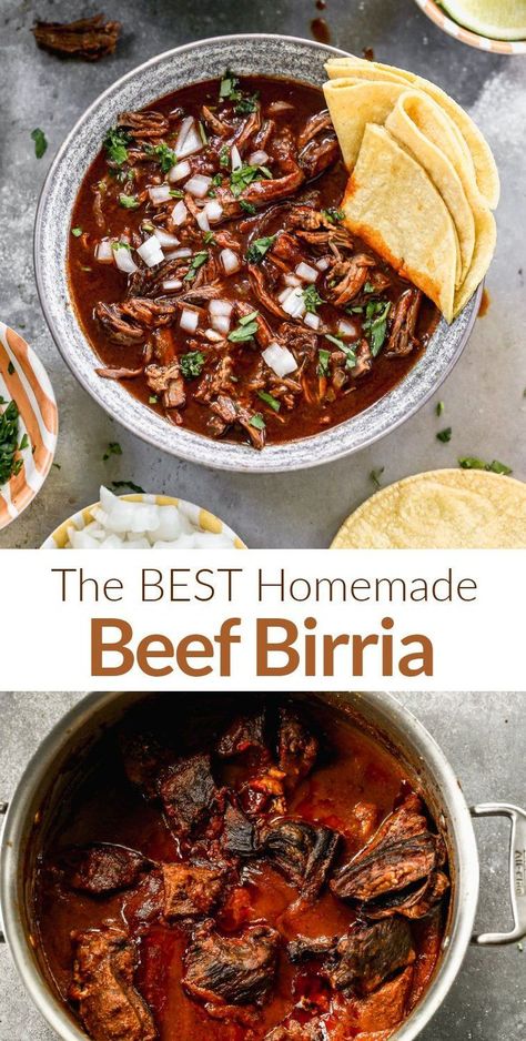 Mexican Birria Recipe, Mexican Birria, Mexican Beef Stew, Mexican Recipies, Beef Birria Recipe, Mexican Meat, Birria Recipe, Beef Birria, Mexican Stew