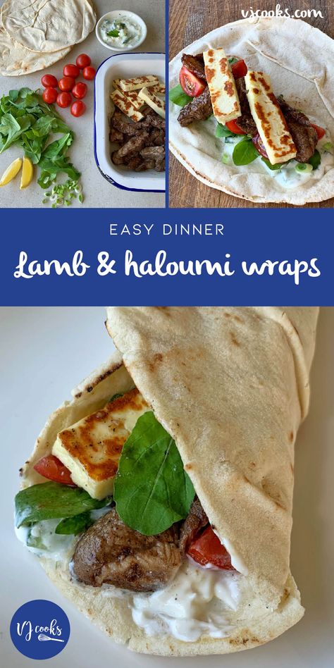 Lamb and haloumi wraps Haloumi Recipes, Vj Cooks, Dinner Board, Fresh Summer Salad, Fresh Salad, Feel Good Food, Lamb Recipes, Wrap Recipes, Style At Home