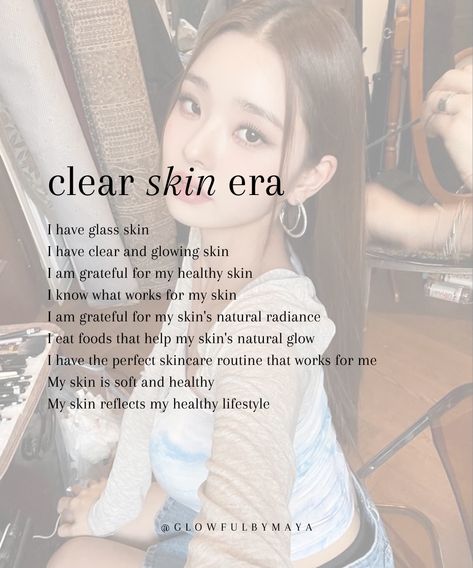 clear skin affirmations • affirmations for glowy skin #selfcare #selfcarerituals #selfacceptance #healingfromwithin #softlife • glowfulbymaya Glass Skin Affirmation, Clear Skin Affirmations, Skin Affirmations, Glowy Skin, Glass Skin, Self Acceptance, I Am Grateful, Natural Glow, Clear Skin