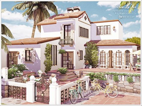 Sims 4 Tartosa, Lotes The Sims 4, The Sims 4 Lots, Beautiful Landscaping, Sims 4 Family, Spanish Villa, Sims 4 House Plans, Sims 4 House Building, Sims 4 House Design