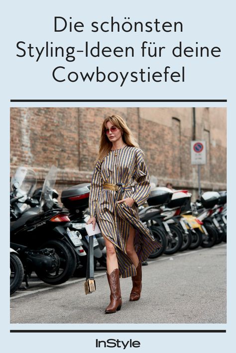 Cowboystiefel können nicht nur im coolen Western-Look  getragen werden, sondern dürfen durchaus auch mit ins Büro und zu  schickeren Outfits kombiniert werden. Wir zeigen dir, wie das geht!  #instyle #instylegermany #cowboystiefel #stylingtipps Western Ankle Boots Outfit, Black Western Boots Outfit, White Western Boots Outfit, Western Boot Outfit, Western Boots Outfit, Black Western Boots, Symbol Of Freedom, Boots Outfit Ankle, Western Ankle Boots