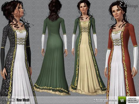 Medieval Dress Queen, Sims 3 Medieval, Colonial Fashion, Fantasy Dress Princesses, Victorian Coat, Sims Medieval, Sims 3 Mods, Medieval Clothes, Gay Outfit