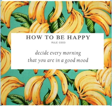 "How to be Happy: Rule 303 - Decide every morning that you are in a good mood." Thursday July 10th, 2014. Here Quotes, No Bad Vibes, How To Be Happy, Monday Quotes, Quotes Thoughts, Bad Vibes, A God, To Be Happy, Good Mood