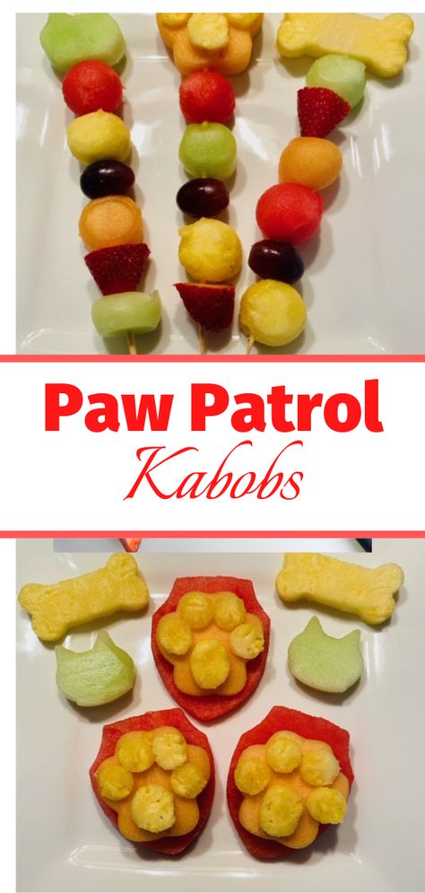 Paw Patrol Fruit Kabobs Recipe Paw Patrol Party Food, Jean Party, Cupcakes Oreo, Amazing Dinners, Homemade Pudding, Birthday Party Ideas For Kids, Fruit Tarts, Fruit Kabobs, Kabob Recipes