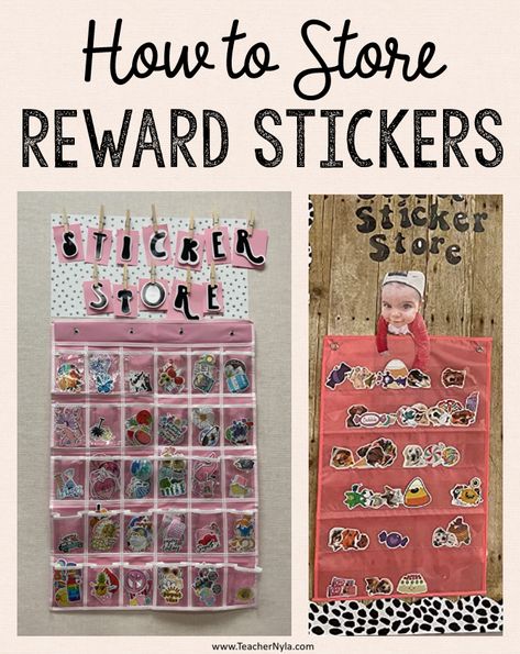 How to Store incentive reward stickers in your classroom Whole Classroom Reward System, Classroom Sticker Organization, Classroom Sticker Store, Classroom Ticket Reward System, Sticker Store Classroom Management, Ticket Rewards For Classroom, Sticker Classroom Management, Classroom Agenda, Sticker Organization Storage Classroom