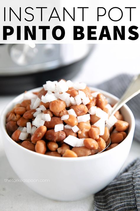 Instant Pot Pinto Beans are time-saving, healthy, and delicious. Go from dry pinto beans to perfectly cooked in just over an hour - no soaking required! Pinto Bean Chili Recipe, Chili Recipe Instant Pot, Pinto Bean Chili, Instant Pot Pinto Beans, Homemade Tomato Basil Soup, Pinto Bean Recipes, Recipe Instant Pot, Pork Hock, Pinto Bean