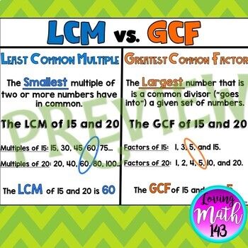 Least Common Multiple (LCM) vs. Greatest Common Factor (GCF) Anchor Chart Lcm Gcf Anchor Chart, Lcm And Gcf Anchor Chart, Least Common Multiple Anchor Chart, Greatest Common Factor Anchor Chart, Gcf Anchor Chart, Gcf And Lcm Anchor Chart, Factor Anchor Chart, Lowest Common Multiple, Lcm And Gcf