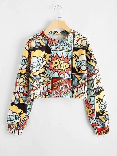 Art Fashion Clothes, Pop Art Clothing, Drake Clothing, Pop Art Shirt, Pop Clothing, Pop Art Fashion, Outfit Retro, Women Sweatshirts, Pop Art Print