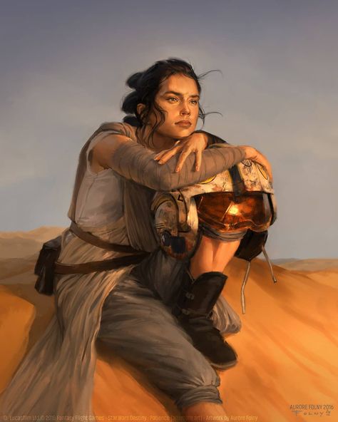 Awesome Rey artwork by Aurore Folny ! #starwars #reylo #theforce #disney #lastjedi #kylo #hansolo #lukeskywalker #daisyridley #adamdriver… Thrawn Star Wars, Star Wars Art Painting, Ray Star Wars, Shuri Black Panther, Disfraz Star Wars, Star Wars Rey, John Bennett, Star Wars Meme, Star Wars Painting