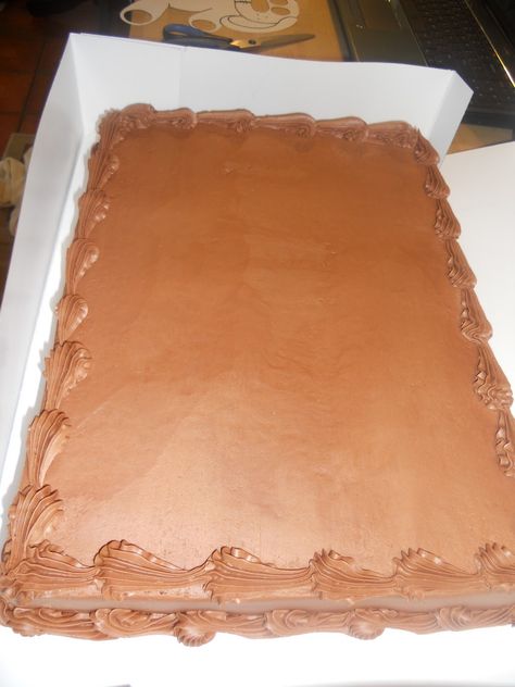 Plain costco chocolate sheet cake- will add a flower to coordinate w/ other cake. Wedding Sheet Cakes, Decorating Food, Sheet Cake Designs, Chocolate Sheet Cake, Wedding Chocolate, Wedding Cake Recipe, Chocolate Decorations, Cake Decor, Fancy Cakes