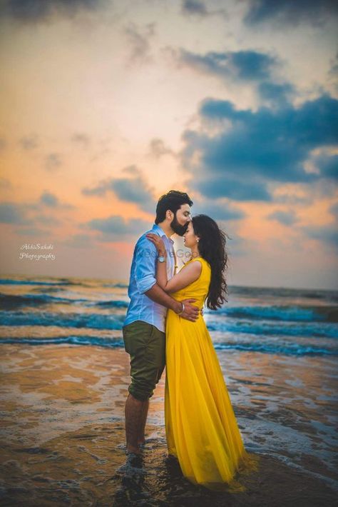 Photo of Romantic pre wedding shoot on the beach Pre Wedding Photoshoot Beach, Shoot On The Beach, Pre Shoot, Couples Beach Photography, Pre Wedding Photoshoot Props, Shooting Couple, River Side, Wedding Shooting, Pre Wedding Photoshoot Outfit