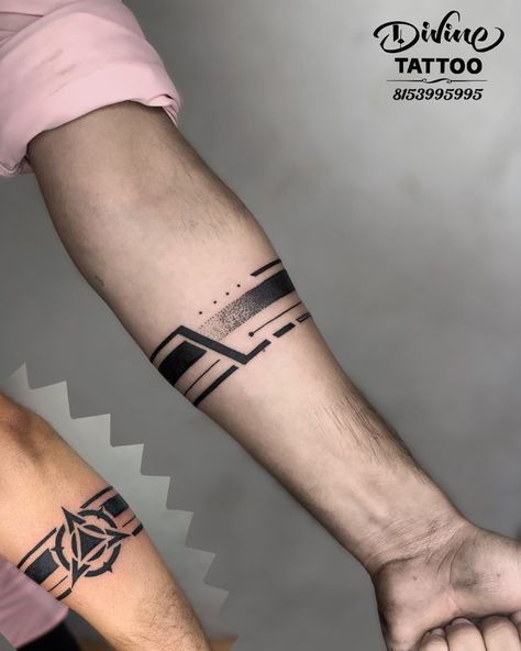 Armband tattoo | divinetattoorajkot | custom armband tattoo in 2022 | Arm band tattoo, Forearm band tattoos, Band tattoo designs Tato Lengan Pria Simple, Circular Tattoo Designs For Men, Stripe Tattoo Arm, Leg Band Tattoos For Men, Hand Band Tattoo For Men, Armband Tattoo Men Forearm, Armband Tattoo Mann, Armband Tattoo Men, Forearm Band Tattoo