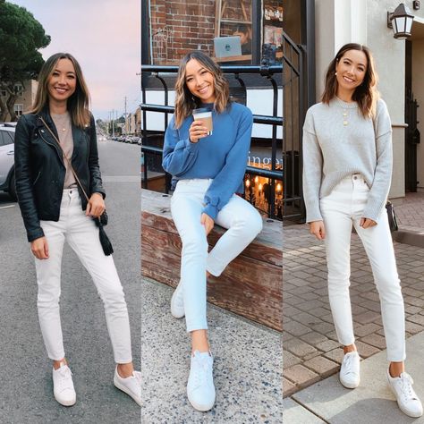 White Jeans Outfit Spring, White Jeans Outfit Winter, Life With Jazz, How To Wear White Jeans, White Jeans Winter, Jeans Outfit Spring, Straight Leg Jeans Outfits, White Pants Outfit, Jeans Outfit Winter