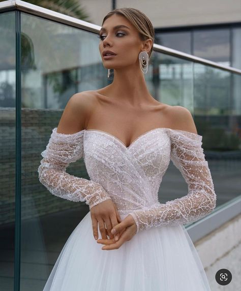 Wedding Dress Attachable Sleeves, Long Sleeve Corset Wedding Dress, Holiday Wedding Dress, Hall Wedding Dress, Bardot Wedding Dress, Wedding Dress Sparkle, Wedding Dress 2022, Wedding Dress Corset, Winter Wedding Gowns