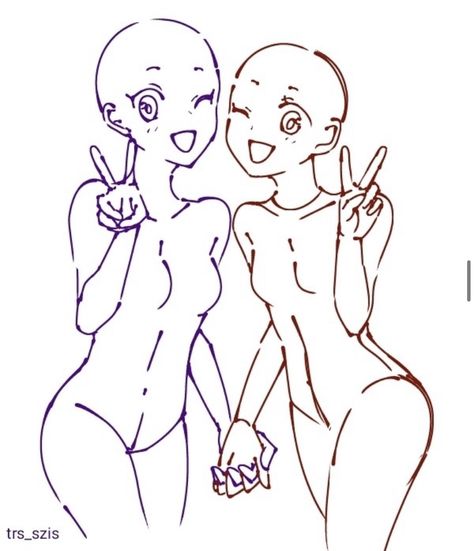 Besties Drawing Best Friends, Mains Couple, Best Friend Drawings, Person Drawing, Body Base Drawing, Drawings Of Friends, Drawing Templates, Art Base, Book Art Drawings