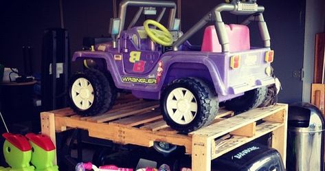 Power Wheel Cars, Kids Power Wheels, Power Wheel, Backyard House, Power Wheels, Backyard For Kids, Parking Garage, Backyard Makeover, Ride On Toys