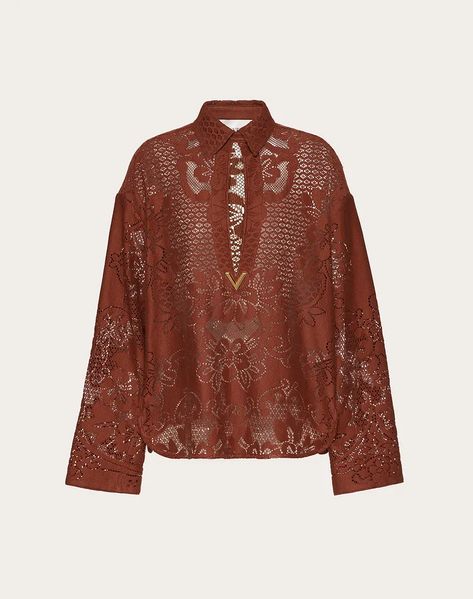 valentino vgold shirt in peonies blanket cotton lace - woman - shirts and tops Valentino Blouse, Valentino Women, Cotton Blankets, Cotton Lace, Valentino Garavani, Women Collection, Online Boutique, Peonies, Bell Sleeve Top