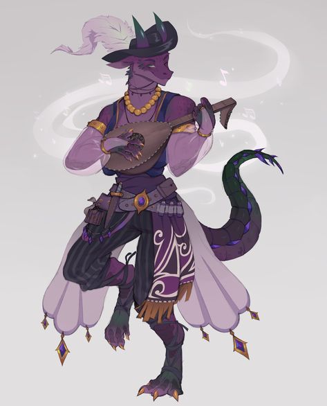 Dragonborn Reference, Dragonborn Oc Dnd, Dragonborn Dnd Character Design, Asian Dragonborn, Bard Outfit Dnd, Dnd Duck, Pink Dragonborn, Kobold Character Design, Dragonborn Bard Dnd