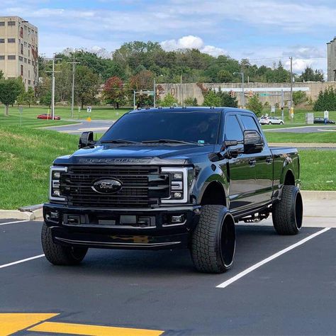 blacked out 2017, 2018, 2019 Ford f 250 super duty powerstroke diesel. Beautiful. (Just needs some real tires on it) Ford Super Duty Trucks, Diesel Trucks Ford, Ford Diesel, Ford Trucks F150, Ford Powerstroke, Custom Pickup Trucks, F250 Super Duty, Old Ford Trucks, Powerstroke Diesel