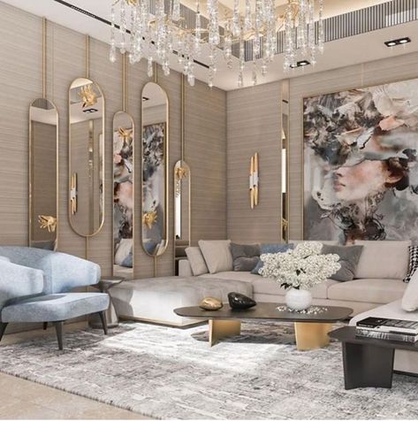 Glam Living Room Decor, Interior Design Per La Casa, Glam Living Room, Empire Chandelier, Luxury Living Room Design, Living Room Design Decor, Elegant Living Room, Elegant Living, A Living Room