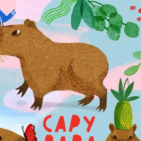 Capybara Cute Drawing, Capybara Drawing, Capybara Illustration, Capybara Art, Lilla Rogers, Sometimes People, Illustrators On Instagram, Illustration Inspiration, Cute Animal Drawings