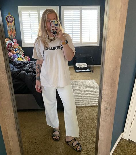 Wearing an all white/cream outfit to work at an elementary school us a whole new level of confidence 😄 #grwm #paraprofessional #workwear #outfitinspo #summertime #graphictees #hm #birkenstock Cream Outfit, Elementary School, All White, White Cream, Elementary Schools, Birkenstock, To Work, Work Wear, H&m